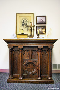 Ebenezer Lutheran Church alter survived the fire and now resides in St. Paul Lutheran Church in Albia, IA